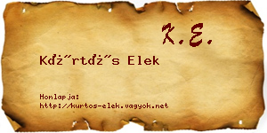 Kürtös Elek névjegykártya